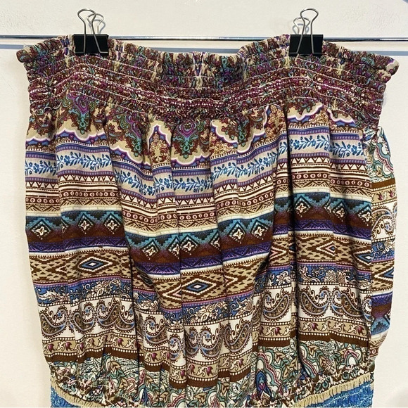 Strapeless boho short romper / multi / XL - Picture 8 of 10
